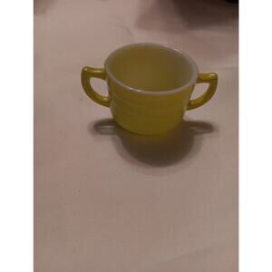 Hazel Atlas Little Hostess Sierra Moderntone Platonite Yellow Open Sugar Bowl